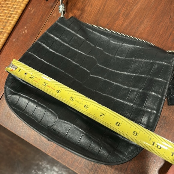 All Saints Captain Croc Round Cow Leather Embossed Crossbody Black - Picture 13 of 16
